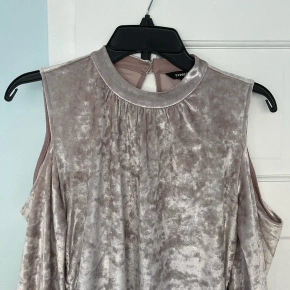 Express Crushed Velvet Cold Shoulder Dress - Picture 2 of 9